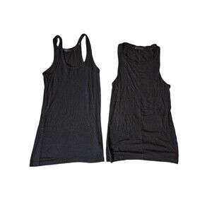 ATM Boy Rib Knit Semi-Sheer Boy Tanks Modal Tissue Weight Black Sz XS/S x2